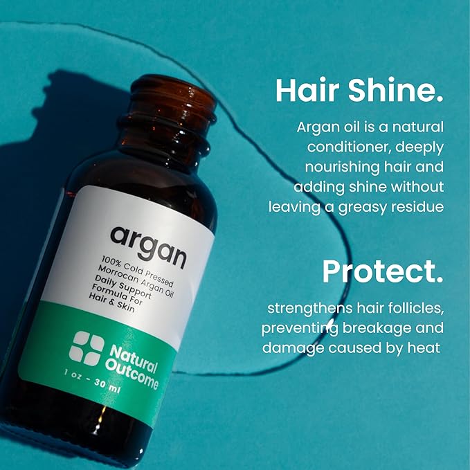 Argan Oil 100% Pure Moroccan Cold-Pressed Face, Body and Hair Lightweight Oil for Moisturizing, Hydrating & Skin Nourishment, 1 oz