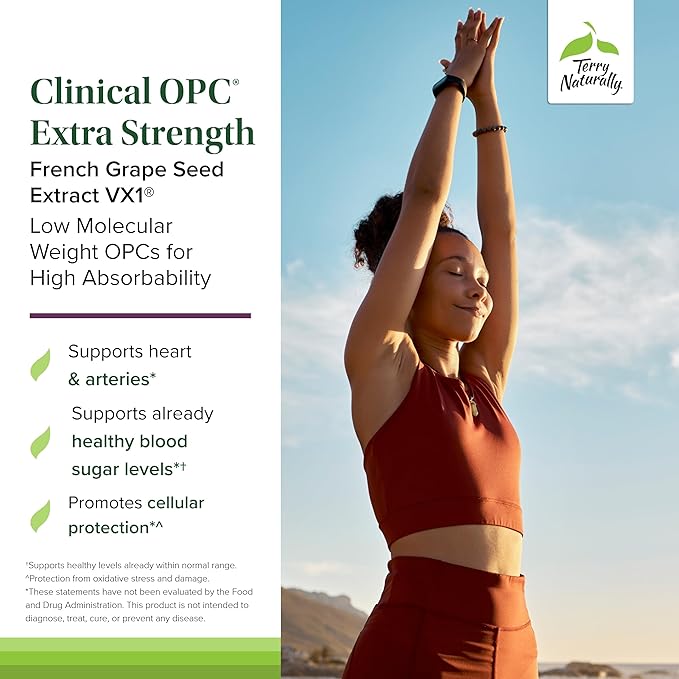 Terry Naturally Clinical OPC Extra Strength - Healthy Heart & Artery Support - Aids Brain Health & Function for Focus and Concentration - Offers Antioxidant Activity - 400 mg, 90 Softgels