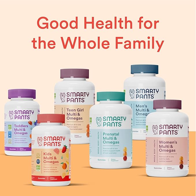 SmartyPants Kids Multivitamin Gummies, Sugar Free: Omega 3 (ALA), Vitamin D3, C, Vitamin B12, B6, A, K & Zinc for Immune Support, Biotin, Erythritol Free, Strawberry Banana, 44 Count (22 Day Supply)