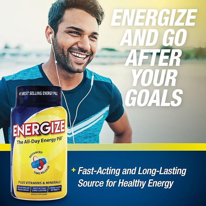 iSatori Energize Caffeine Pills - No Crash, Fast-Acting, Time-Release for Energy Support All Day - Boost Nutrition and Endurance Nootropic Energy Supplements for Men and Women - (84 Caffeine Tablets)