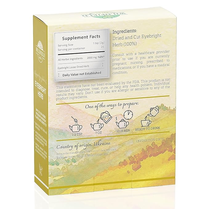 1.8 oz Eyebright Herb Tea Eyesight Tea (Euphrasia) -Tea Bags Eye Bright 50g