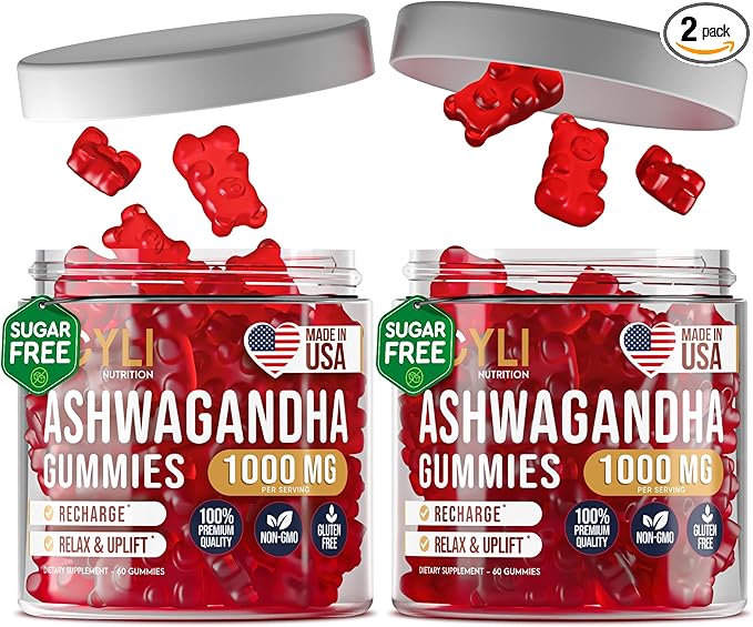 [2 Pack] Ashwagandha Gummies for Women & Men — Natural Soothing Gummies with Pure Ashwagandha Root Extract Vitamin C Zinc — Ashwagandha Supplements for Focus & Rest — 120 Sugar Free Chews