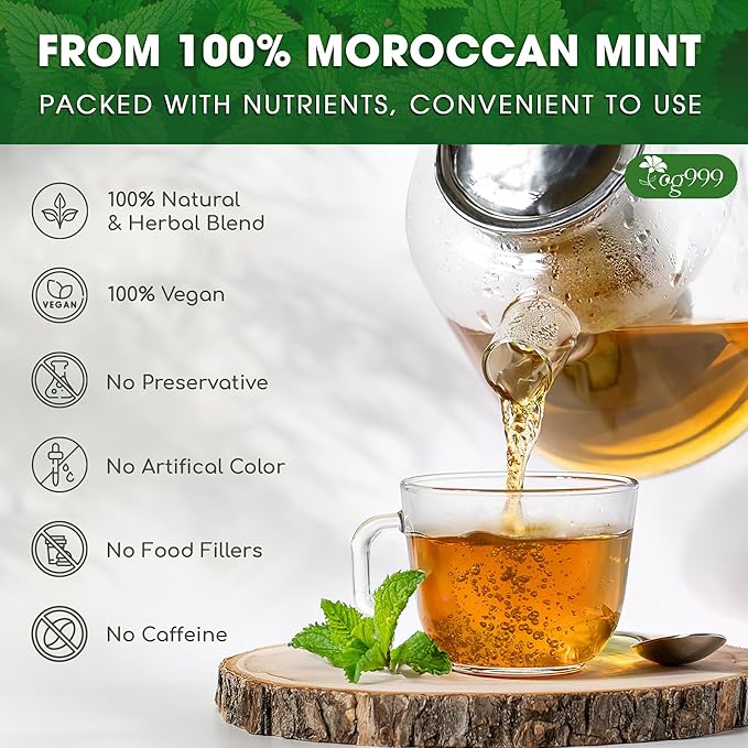 TOG999, Premium Moroccan Mint Green Tea | 60 Tea bags | Traditional Green Tea with Spearmint – Refreshing Flavor, Premium Quality Herbal Blend. Gluten-Free. Vegan