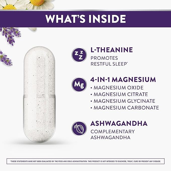 ZzzQuil Pure Zzzs, +Magnesium Capsules, L-Theanine and Magnesium, Sleep Aid, 4-in-1 Magnesium: Citrate, Bisglycinate, Oxide, and Carbonate, Sleep Aids for Adults, 90 Sleep Capsules