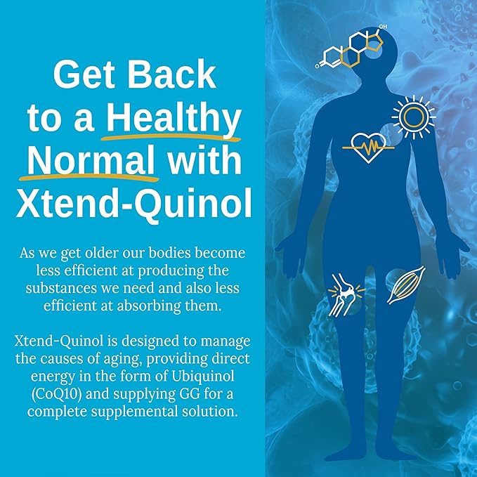 Xtendlife Xtend-Quinol - Natural CoQ10 Ubiquinol and GG (Geranylgeraniol) Supplement for CoEnzyme Q10 Production, Heart Health, Cellular Energy, and Aging Health - 2 Month Supply