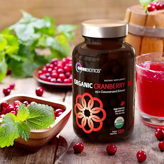 USDA Organic Cranberry Pills for Women – 25:1 Fruit Extract, 25,000 mg Strength – Urinary Tract & Bladder Support – Cranberry Supplement for Women & Men – Vegan, Non-GMO – 60-Day Supply – 120 Capsules
