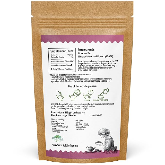 4 oz. Dried Heather Flowers And Leaves Herbal Tea (Calluna vulgaris) - 113g Brecina flores y hojas