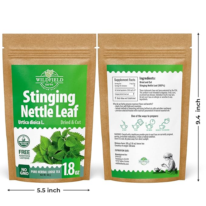 1.8 oz. Dried Nettle Leaf Tea Ortiga Planta Stinging Nettle Leaf Herb (Urtica Dioica) - 50g Herbal Tea Ortiga Verde Te