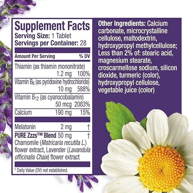 ZzzQuil PURE Zzzs All Night Extended Release, Melatonin Sleep Aid Tablets, Helps You Stay Asleep Longer, Sleep Aid for Adults, 2 mg per tablet, 56 Total Tablets (2 Packs of 28)