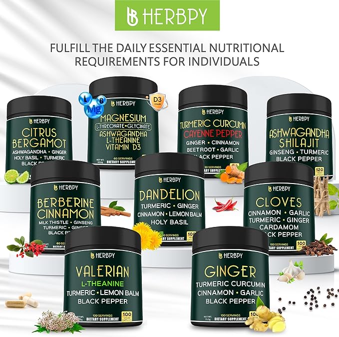 5in1 Ginger and Turmeric Supplements with Ceylon Cinnamon, Garlic - Digestion, Immune, Brain & Heart Health Support - 100 Vegan Capsules