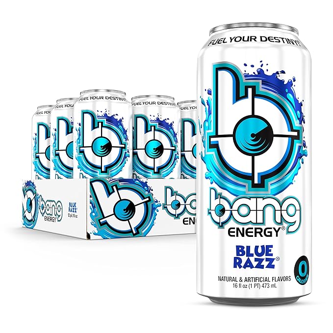 Bang Energy Blue Razz, Sugar-Free Energy Drink, 16-Ounce | Pack of 12