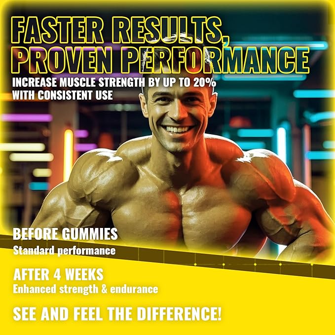 Zipvit Creatine Monohydrate Gummies (5g) – Pre-Workout Energy & Muscle Growth Support for Men & Women | Pineapple Electrolyte Gummies (135 Count)