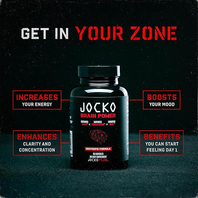 Jocko Fuel Brain Power - Nootropic Dietary Supplements for Memory & Focus wiht L Theanine, L Carnitine- Energy & Focus Supplement (90 Capsules)