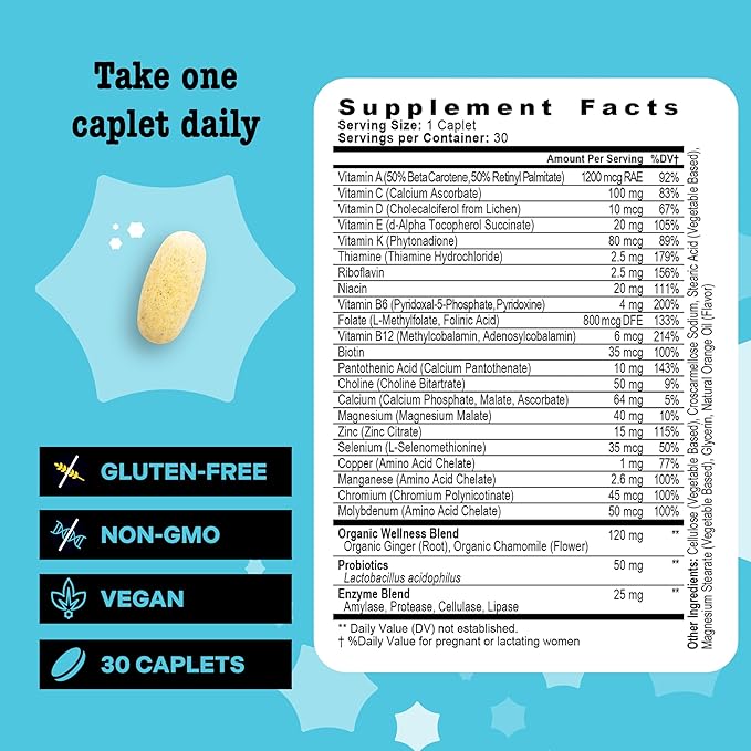 Mama Bird - Prenatal Multi+ No Iodine or Iron (30 Servings) Prenatal Vitamins for Women - 30+ Essential Nutrients, Baby Brain Health - L-Methylfolate & Probiotics - Vegan, Gluten Free, Non GMO