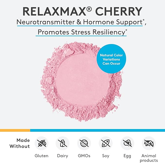 XYMOGEN RelaxMax Drink Mix - Promotes Relaxation, Stress Resiliency + Hormone Support - Magnesium Powder with Myo-Inositol, GABA, L-Theanine - Cherry Flavor Mood Support Supplement (8.25 oz)