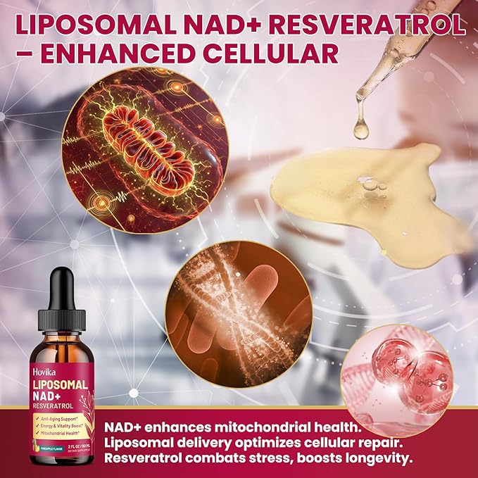 2 Pack Liposomal NAD Supplement - 1200mg NAD+ Liquid Drops for Women & Men with Resveratrol, Black Pepper Extract - Support Anti-Aging, Brain & Cellular Mitochondrial Health - Pineapple Flavor