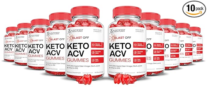(10 Pack) Blast Off Keto ACV Gummies Advanced Formula 1000MG Blsat Off Keto Gummies Apple Cider Vinegar Formulated with Pomegranate Beet Juice Powder B12 Vegan Non GMO 600 Gummys