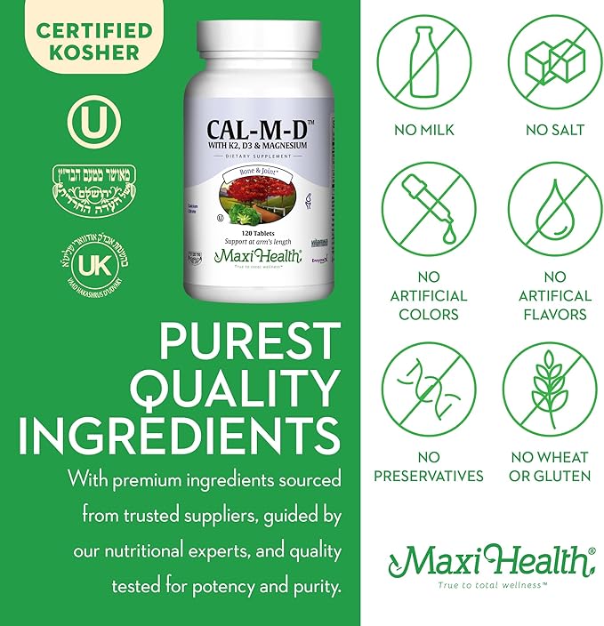 4-in-1 Calcium 1000mg with Vitamin D3 - Calcium Supplement for Women and Men with Vitamin K2 D3 1000 IU - Extra Strength Calcium Citrate for Bone and Heart Support (120ct)