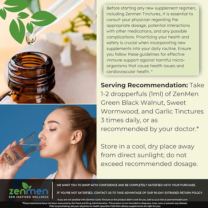 Zenmen Herbal Cleanse Tincture - Green Black Walnut, Sweet Wormwood & Garlic Bundle