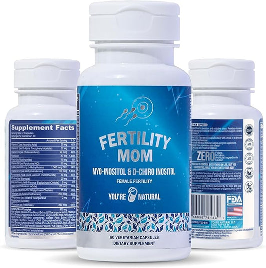 YOU'RE NATURAL Conception Fertility Vitamins for Women - Prenatal Vitamins - Myo-Inositol, D-Chiro Inositol & Folate, Regulates Cycle, Aid Ovulation, Hormonal & Ovarian Support, Vitex, 30 Day Supply
