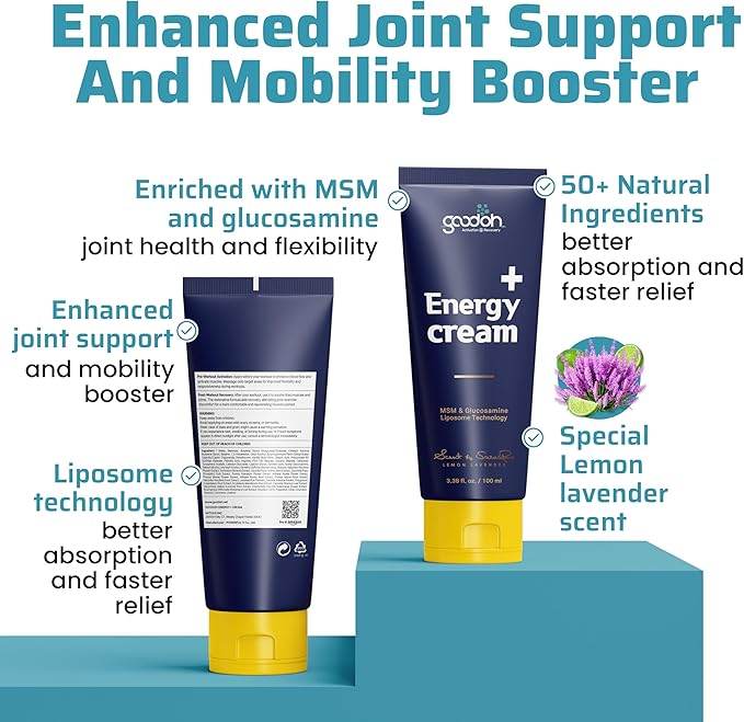 Muscle and Joint Relief Cream - Glucosamine Chondroitin MSM - Fast Comfort from Muscle Soreness & Joint Stiffness – Glucosamine Chondroitin & Liposome Technology - Quick Absorption – 3.38oz