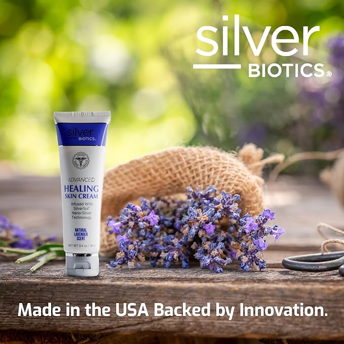 Silver Biotics Nano Silver Healing Lotion Cream Lavender Scent Infused SilverSol and Hyaluronic Acid | All Natural Ingredients to Heal, Smooth Your Skin Blemishes and Scars (3.4 oz.)