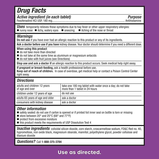 HealthCareAisle Allergy Relief - Fexofenadine Hydrochloride Tablets USP, 180 mg - 180 Tablets - Allergy Medication, Non-Drowsy 24-Hour Relief