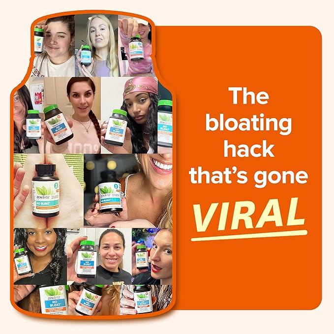 Zenwise Health No Bloat Digestive Enzymes for Gut Health, Gas & Bloating Relief - Multi Enzymes Digestion Supplement with Probiotics, Ginger, Turmeric Dandelion & Lactase - Men & Women - 100 Count