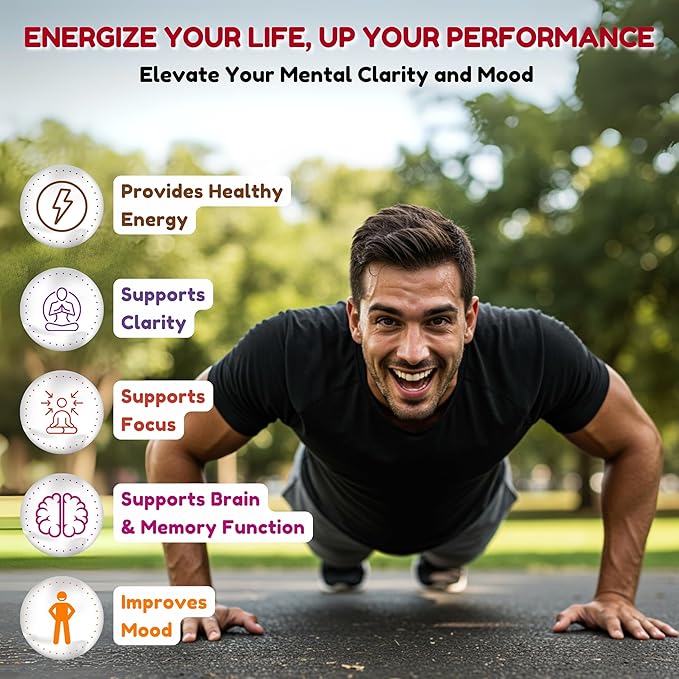 SHIFAA NUTRITION Energize, Natural Daily Energy Vitamins | Jitter-Free, 60 Servings | Supports Focus, Mood, Brain, Metabolism | w/Caffeine & Taurine, B1, B2, B5, B6, B7, B9, B12 Halal Vitamins