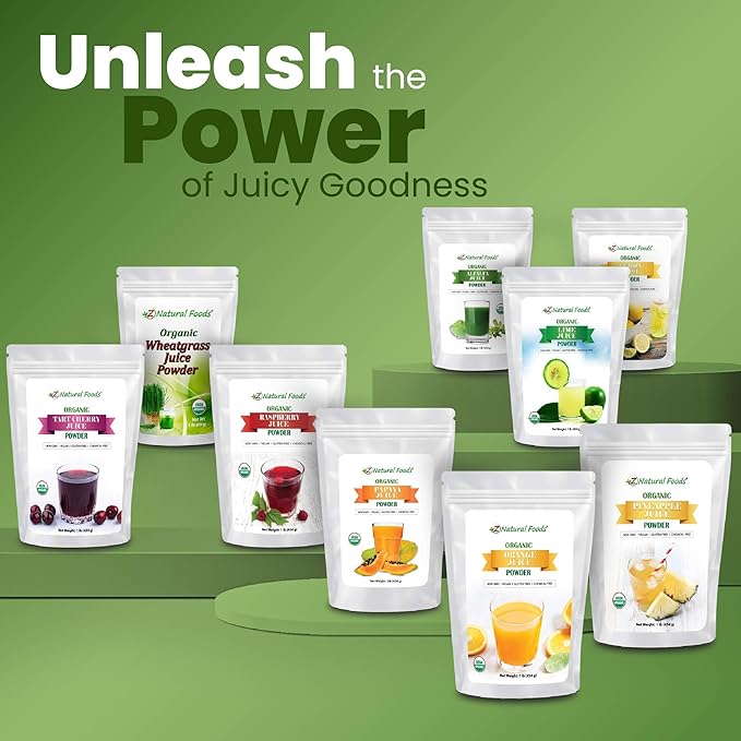 Z Natural Foods Organic Tart Cherry Juice Powder, Superfood Powder Designed to Promote Quality Sleep, Ideal for Juice, Smoothies, and Recipes, Non-GMO, Vegan, Gluten-Free, Kosher, 1 lb.