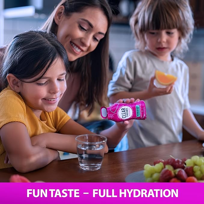 Clear Theory Water Flavoring Drops with Electrolytes, Water Enhancer Liquid Flavored Water Drink Mix, Hydration for Kids, Vegan, Gluten Free, Low Calorie, Watermelon Berry, 4 Pack, 1.62 Fl Oz Bottles