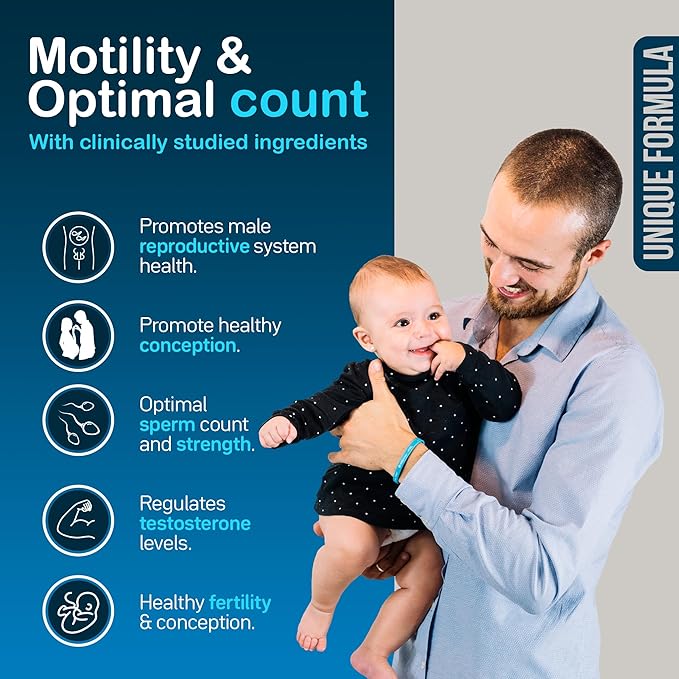 YOU'RE NATURAL Male Fertility Vitamins, Optimal Sperm Count, Motility, and Strength, Ashwagandha, Folic Acid 800 mcg, Magnesium, Maca Root, L-carnitine, Vitamin C, E, D3, Zinc | 30 Day Supply