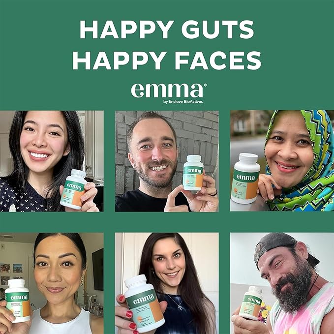 Emma Gut Health - 2 Pack - Gas and Bloating Relief, Constipation, Leaky Gut Repair - Gut Cleanse & Restore Digestion - Regulate Bowel Movement. Probiotics and Laxative Alternative, 120 Capsules