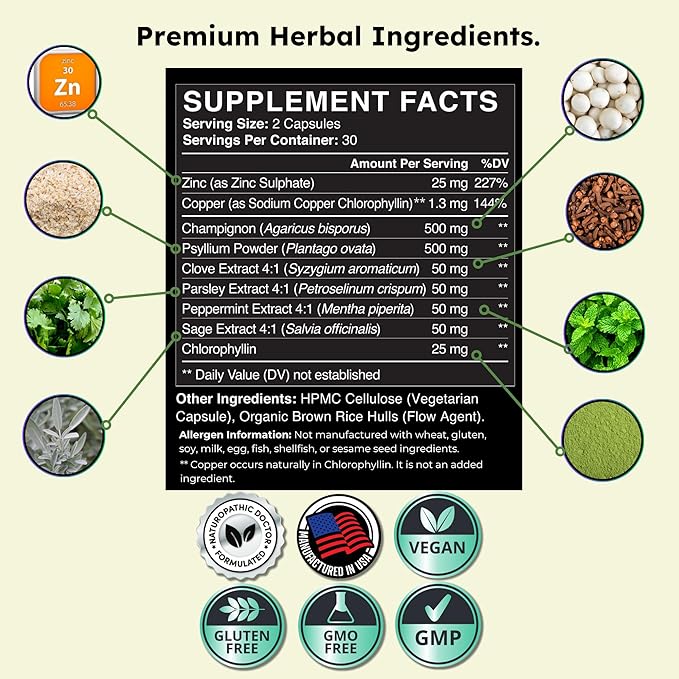 Zenmen Naturally Body Deodorizing Supplement - Body Odor Eliminator Pills - Internal Deodorant for Underarms, Intimate Areas, and Private Parts - 60 Vegan Capsules. Made in The USA