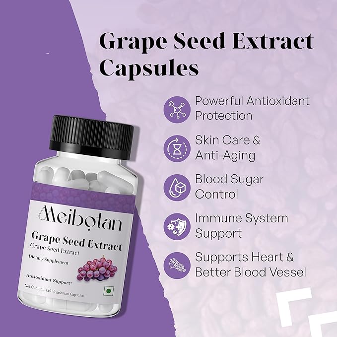 Grape Seed Extract, Maximum Strength 500 mg (a Highly Concentrated Extract with a Minimum of 90% Polyphenols), 120 Veg Capsules