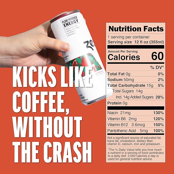 Zest Clean Energy Drink – Pomegranate Mint – 150mg Caffeine + 100mg L-Theanine – Natural Focus & Concentration Boost – Healthy Energy Drink 12oz Can 12 Pack – Low Sugar, No Artificial Sweeteners