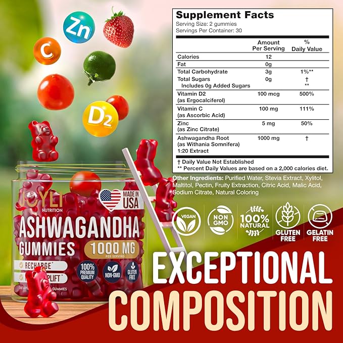 [2 Pack] Ashwagandha Gummies for Women & Men — Natural Soothing Gummies with Pure Ashwagandha Root Extract Vitamin C Zinc — Ashwagandha Supplements for Focus & Rest — 120 Sugar Free Chews