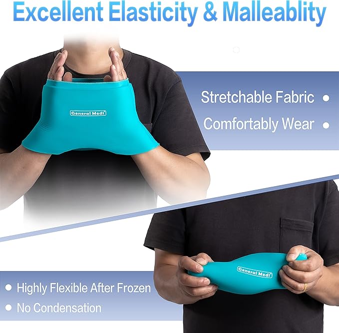 General Medi Headache & Migraine Ice Wrap Cap, Cold Therapy Migraine Relief Hat, Headache Ice Hat Cold Compress, Great for Puffy Eyes, Tension, Sinus & Stress Relief (Blue)