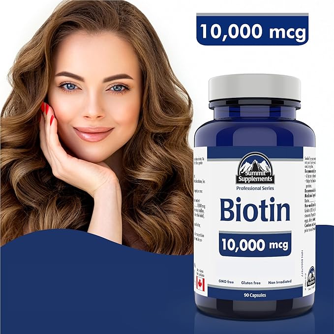 Summit Supplements - Biotin 10,000 mcg, 90 Capsules - Maximum Potency - Promotes Healthy Hair, Skin and Nails - Helps to Maintain and Support The Body's Ability to Metabolize Nutrients