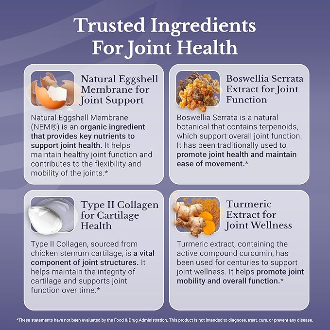 Joint Complex - Joint & Cartilage Health - Joint Support Supplement with Calcium, NEM Eggshell Membrane, Boswellia Serrata - Knee Supplements for Men & Women, 30 Capsules
