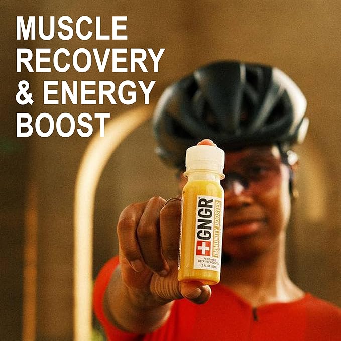 +GNGR Energy Booster & Immunity Shot, Cold-Pressed Ginger Shots with Lions Mane, 75mg of Natural Caffeine Green Tea, Turmeric Root, Vitamin D & Zinc for All Natural Immune Support 2 fl oz (Pack of 12)