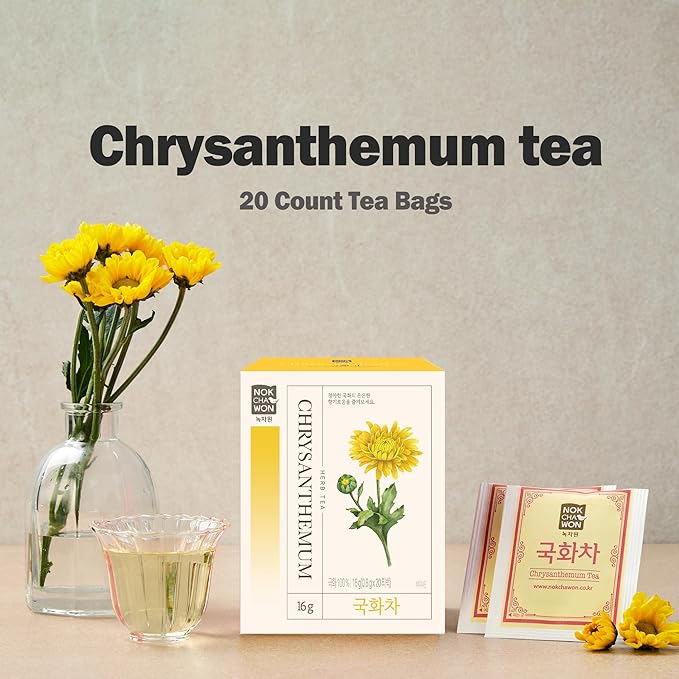 [Nokchawon] Chrysanthemum Tea, Premium Pure Herbal Tea, Caffeine Free, Zero Calories Korean Tea, 20 Count Tea Bags, 0.56oz(16g)