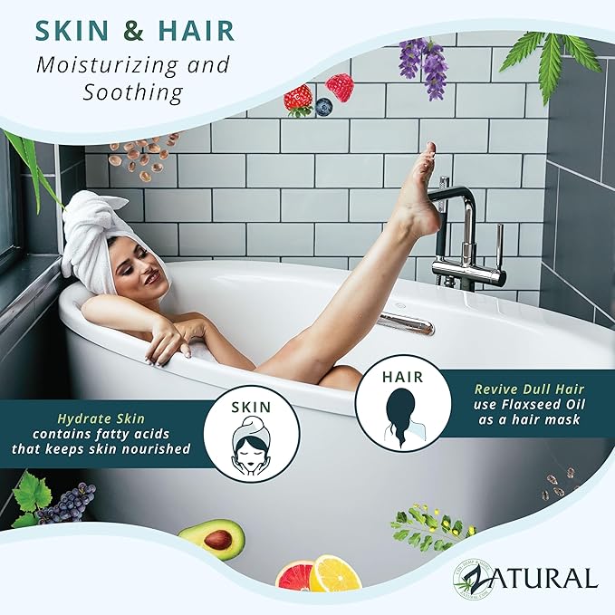 Zatural Flaxseed Oil Organically Grown 100% Pure Flax Seeds Cold Pressed Vegan Omega Fatty Acids 128oz (1 Gallon)