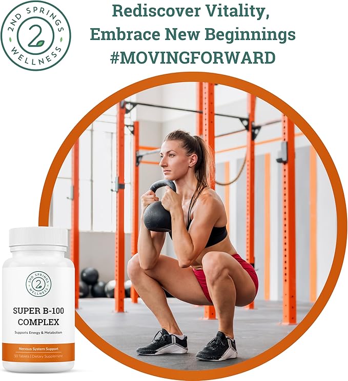 Super B-100 Complex - High Potency B Vitamin Complex with B-6, B-12, Folate, Niacin, Biotin, Choline, Inositol and PABA for Energy, Metabolism, Brain and Nerve Support