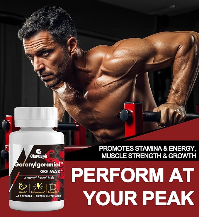 Energy Supplement Geranylgeraniol GG 300mg, Trans-Geranylgeraniol Supplement with Vitamin E for CoQ10, Annatto-Derived GG - Energy Supplements for Men, 30 Softgels