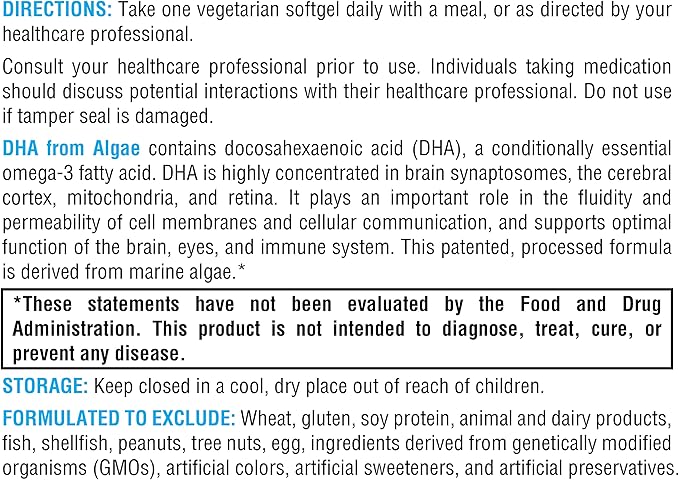 XYMOGEN DHA from Algae - DHA Omega-3 Supplement - Supports Brain, Eye, Heart + Immune Health (60 Softgels)