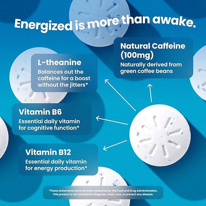 Neuro Energy & Focus Gum, Extra Strength - 100mg Natural Caffeine Gum & Nootropic Energy Supplement with L-Theanine & B Vitamins - Sugar Free, Vegan - Peppermint, 90ct