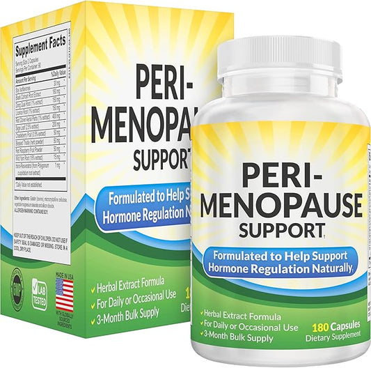 3-Month PERI-Menopause Supplements (All-in-1) Women's Hormone Support for Women | Blend of 11 Herbs & Extracts | PeriMenopause Supplement | Female Hormonal Balance | 90-Day Supply | 180 Capsules