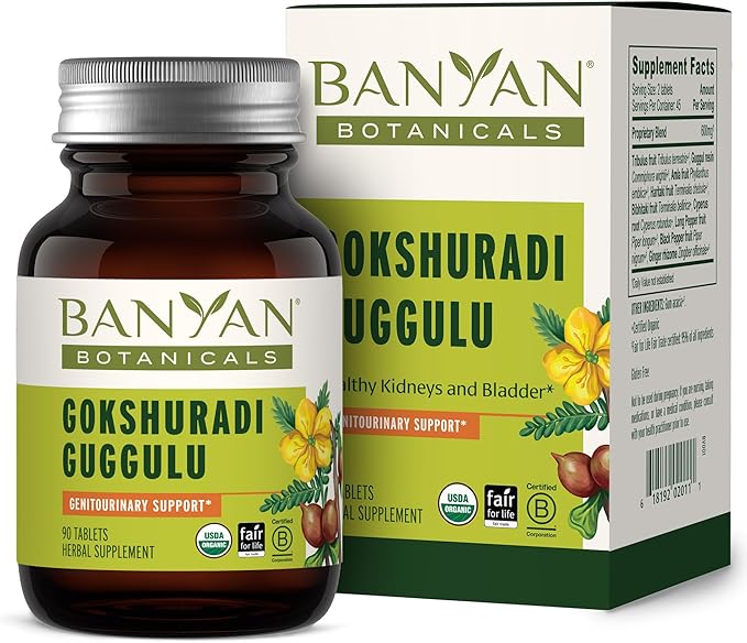 Banyan Botanicals Gokshuradi Guggulu Tablets – Organic Ayurvedic Supplement with Guggulu Resin & Gokshura – Support Urinary Tract Health* – 90 Tablets – Non-GMO Sustainably Sourced Vegan Fair for Life