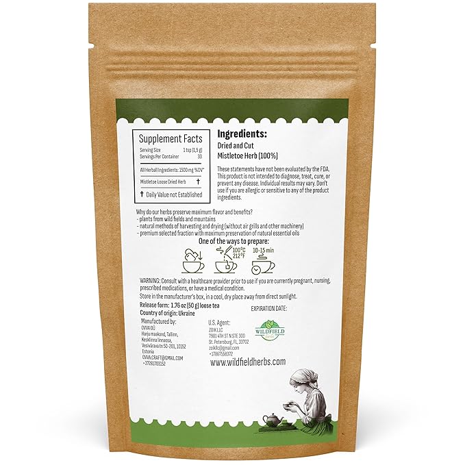 1.8 oz. Dried Mistletoe Herb Tea Goat'S (Viscum) - 50g Mistletoe Herb Herbal Tea Muerdago